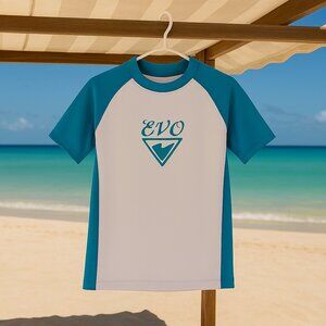 Evo Rashguard Sun Shirt UPF 30 Protection Short Sleeves White Blue XL New